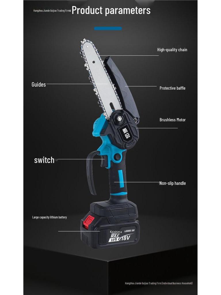 Compact Lithium Battery Handheld Electric Chainsaw - Rechargeable Tree Felling Tool with Large Capacity