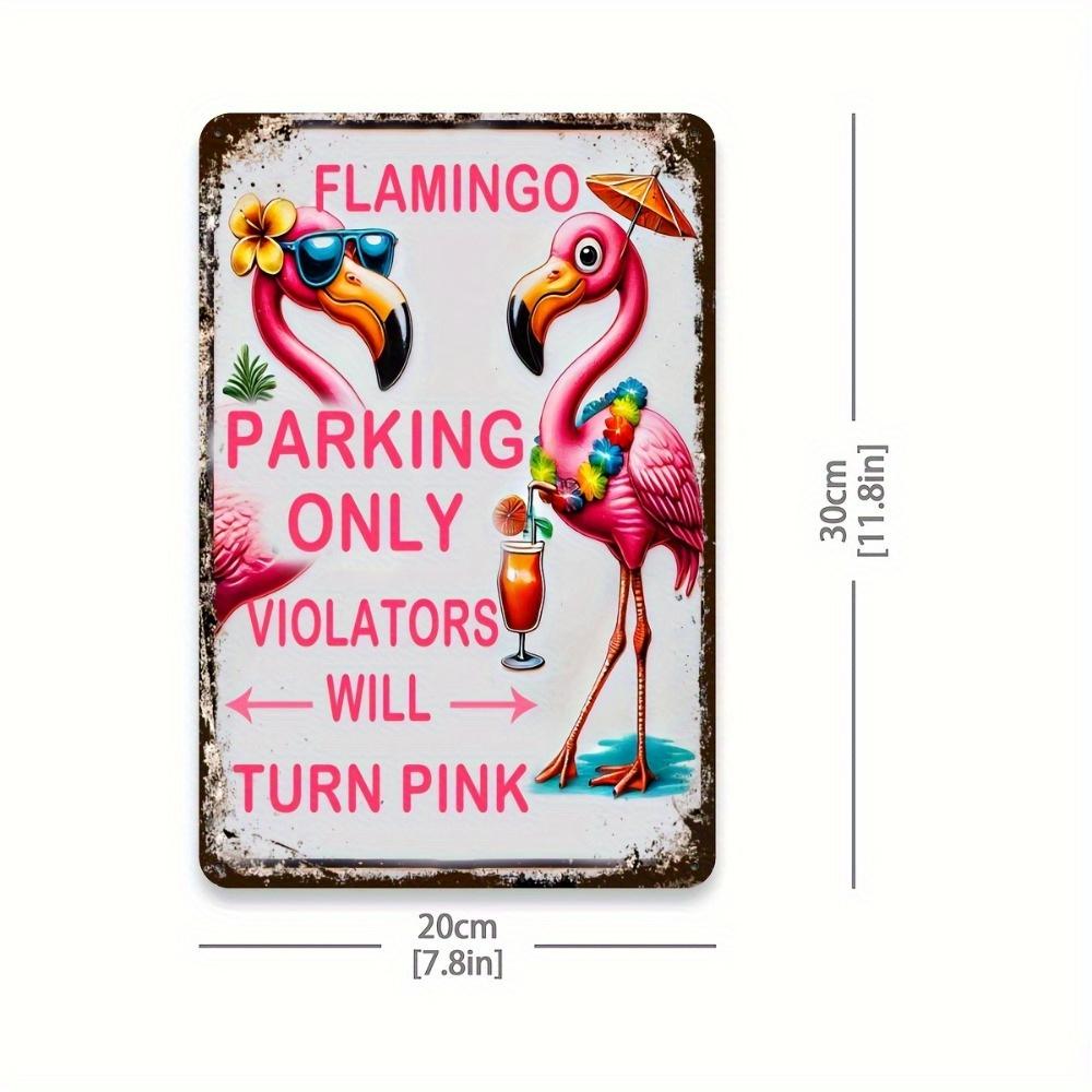 Humorous Flamingo Metal Sign Violators Will Be Pink Slogan x Inches Indoor Outdoor Decor 20x30cm(7.8x11.8inch)