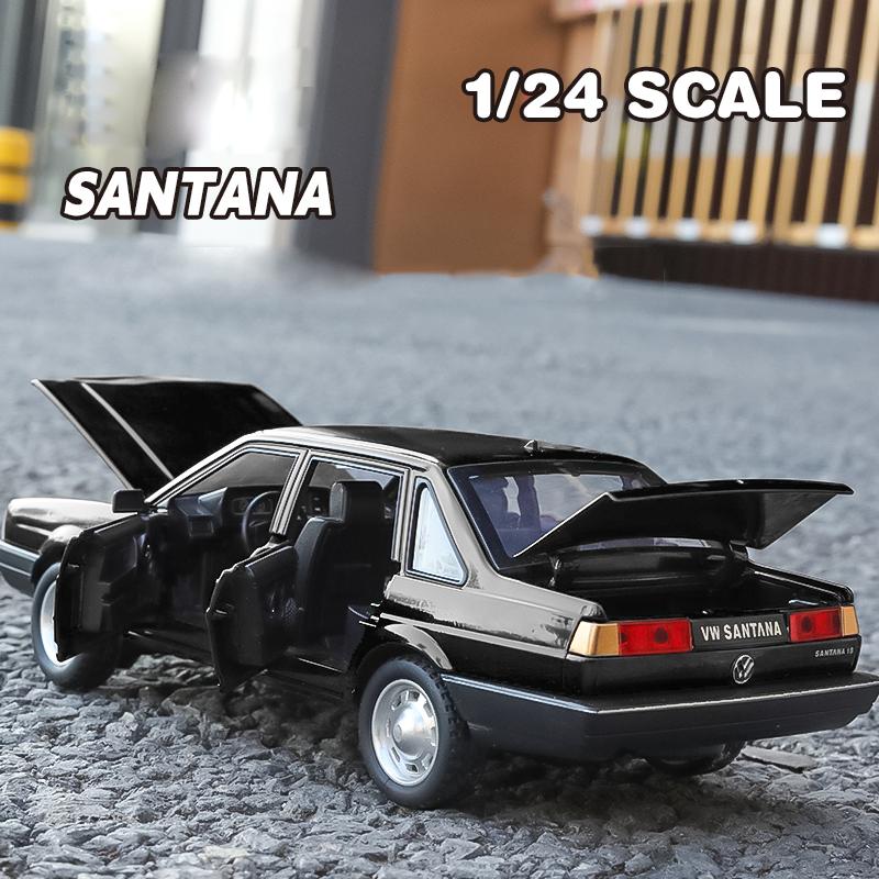 1/24 Scale Diecast Santana Alloy Classic Model Car Sound and Light Gift for Boyfriend Collection Hobbies Present with Kids
