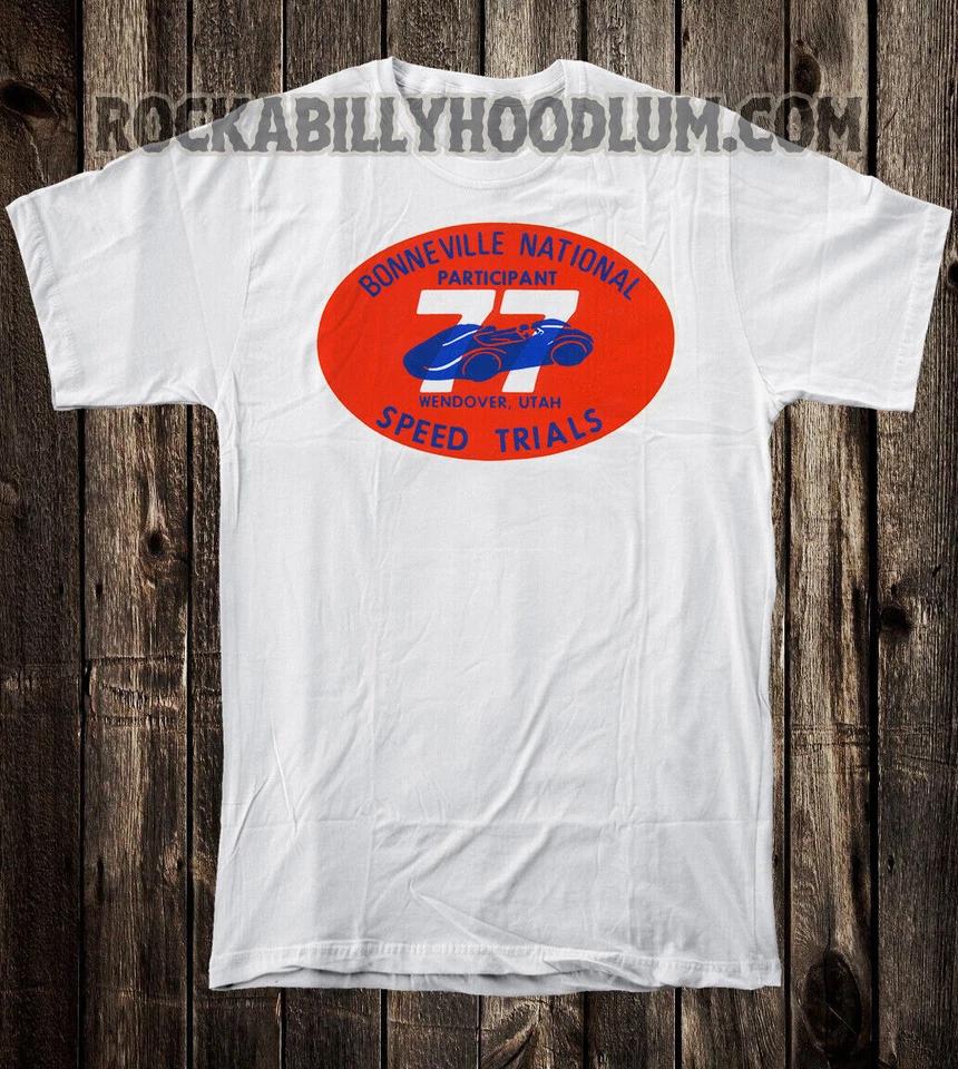 

Retro Hot Rod Tee T Shirt Drag Racing Bonneville Speed Trials 1977 Participant 2XL