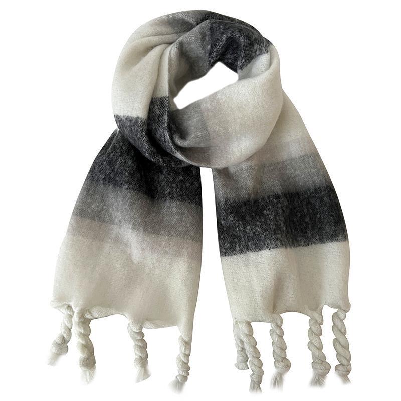 Luxuriöser Farbverlauf Mohair Patchwork Schal: Dicker, warmer Winter-Nackenschal für Damen, Schal im koreanischen Stil aus Imitat-Kaschmir.