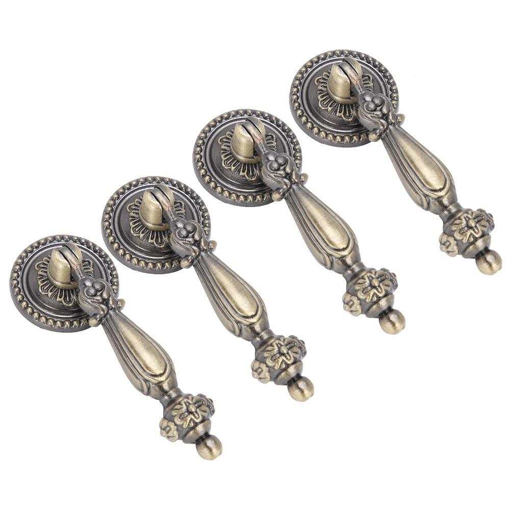4 шт. Большой размер Ручки в античном стиле Ретро Медь Бронза Слеза Ручки-кольца Обновление шкафа