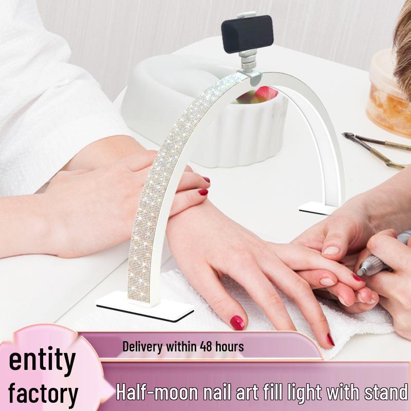 

Half-Moon Shadowless Nail and Beauty Desk Lamp with Diamond Stand