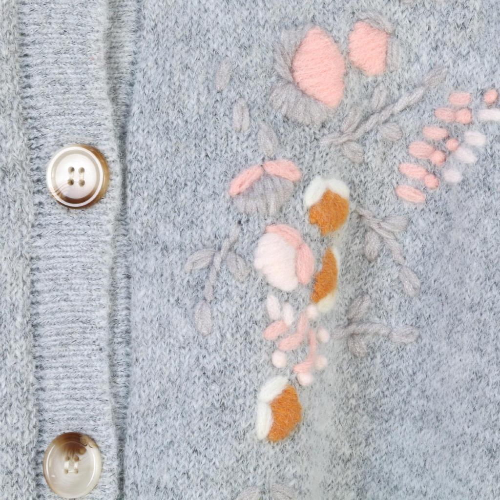 Yang Mi-Inspired Floral Embroidered Knit Cardigan: Korean Style Autumn/Winter Fashion Sweater for Women