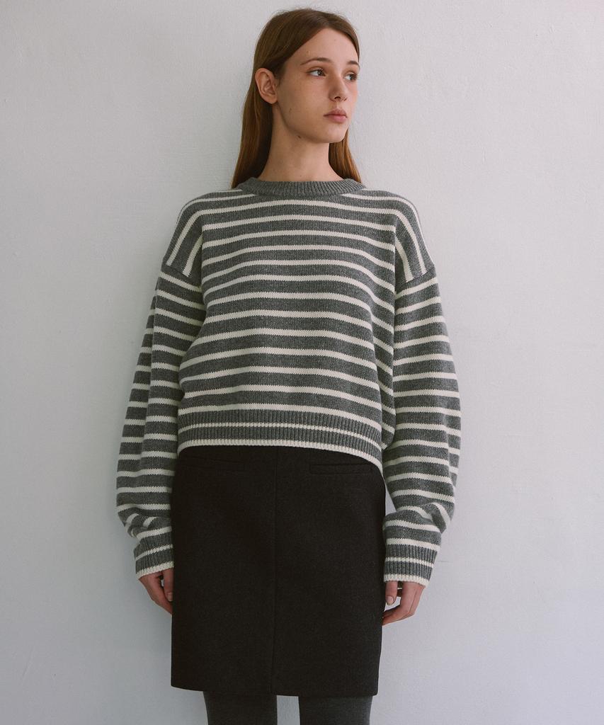 LAMINEZ Casual Striped Knit - Gray