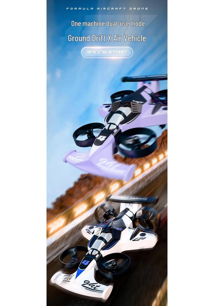 Dual-Use Remote Control F1 Drift Racing Car and Drone Toy