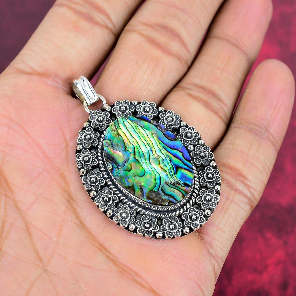 Abalone Shell Gemstone 925 Solid Sterling Silver Jewelry, Handmade Glorious Silver Jewelry Gift For Women