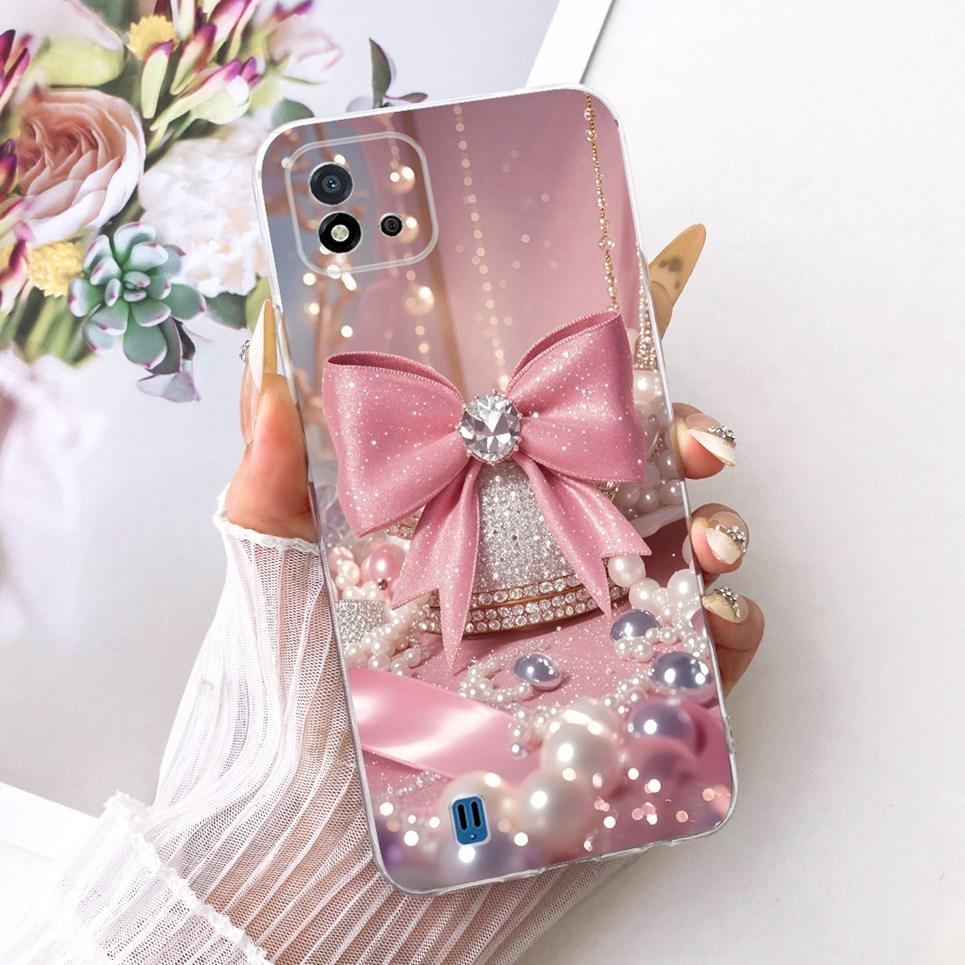 Für Realme C11 2021 C20 C20A RMX3231 Handyhülle Bunte Schmetterlingsblume Damen Girly Weiches Silikon Gehäuse Klare Rückseite