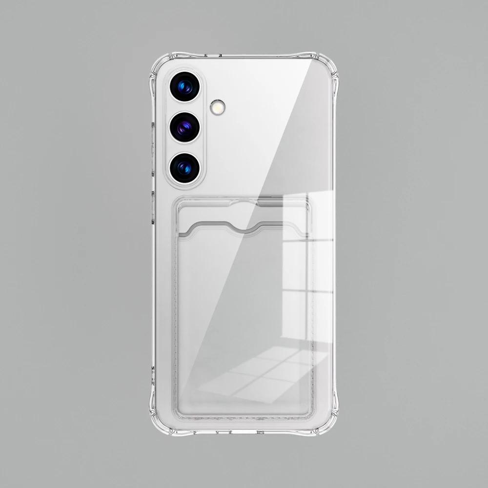 

Card slot Shockproof TPU Phone Case For Samsung Galaxy S25 S24 S23 S22 Ultra S21 Plus S20 FE S25 Edge Clear Case Silicon&Galaxy S23+ чистий