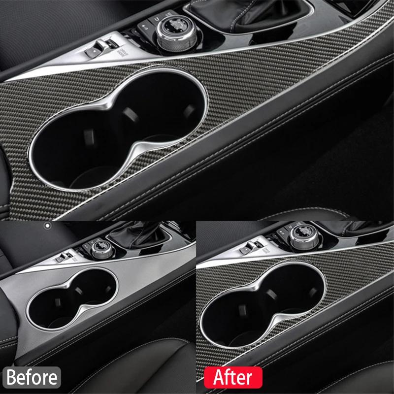 Carbon Fiber Style Cup Holder Panel Trim Sticker for Infiniti Q50 2014-2019 Interior