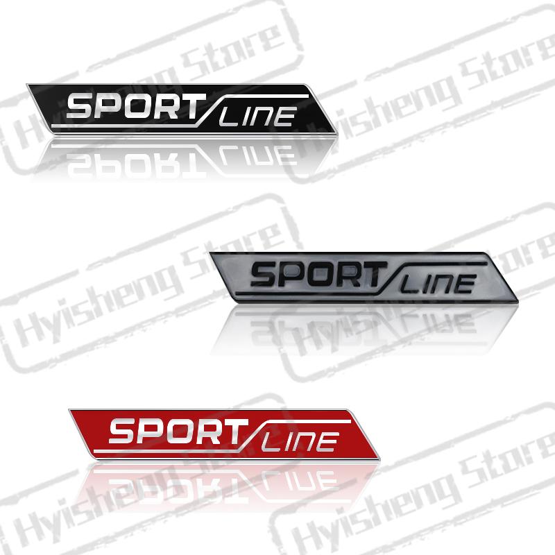 AAABV1 Metal Car Styling Sport Line Front Grille Sticker Badge Rear Trunk Body Emblem For Skoda VRS Octavia Rapid Kodiaq Karoq Superb