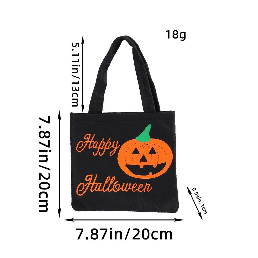 Halloween Ghost Festival Pumpkin Candy Tote Bag, Non-Woven Orange and Black Gift Bag for Kindergarten