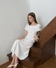 Dehebe Square Neck Puff Dress [Ivory]
