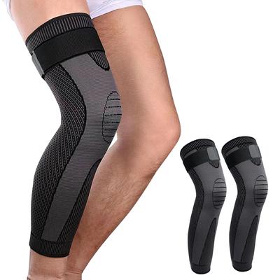 1Pair Elasticity Long Knee Protector Brace Athletic Knee High Elastic Compression Knee Sleeve Best Brace Knee Support Sleeves