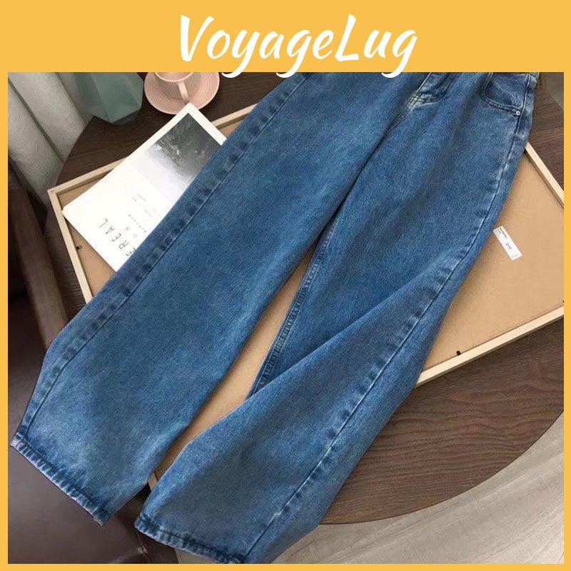 Vintage Blue Denim Trousers Light Wide Leg Pants Women Korean Straight Long Pants High Waist Casual Loose Autumn