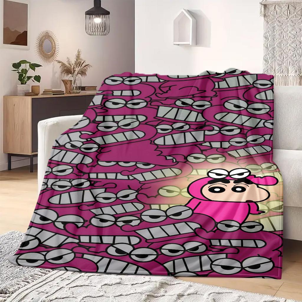 Shinchan Anime Print Blanket Warm Comfortable Flannel Blanket Suitable for Bedrooms, Sofas, Beds, Chairs, Picnics, Travel
