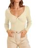Autumn Winter Women's Cross Front Long Sleeve Elegant Knit Sweater Luxurious Relaxed-fit Slimming and Versatile Top