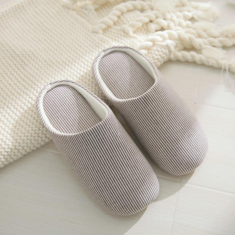 Elderly silent slippers men's autumn and winter new non-slip soft bottom Japanese floor silent cotton slippers women