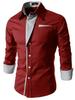 Men's Stylish Striped Long Sleeve Slim Fit Color Block Shirt, Four Colors A20
