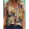 Large Size Floral Print V-neck Short Sleeved T-shirt Women Summer 3d Tees