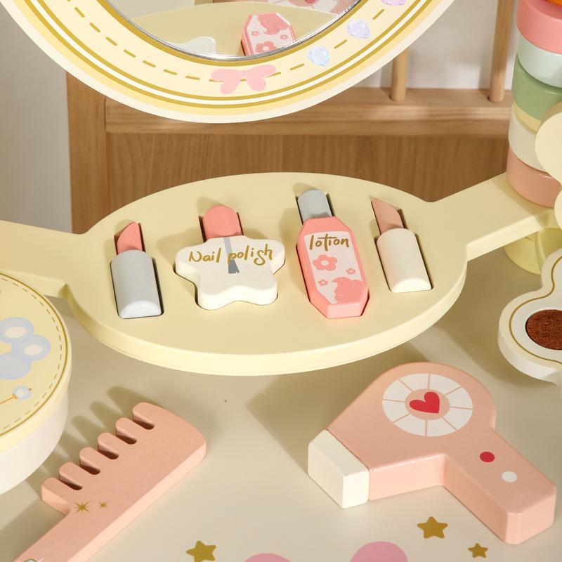 Children's Wooden Three Mirror Dresser Girl's Play Simulation Scene Simulation Toys