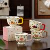 High-value mug, cute ceramic large-capacity cup with spoon, coffee milk breakfast cup, household drinking cup