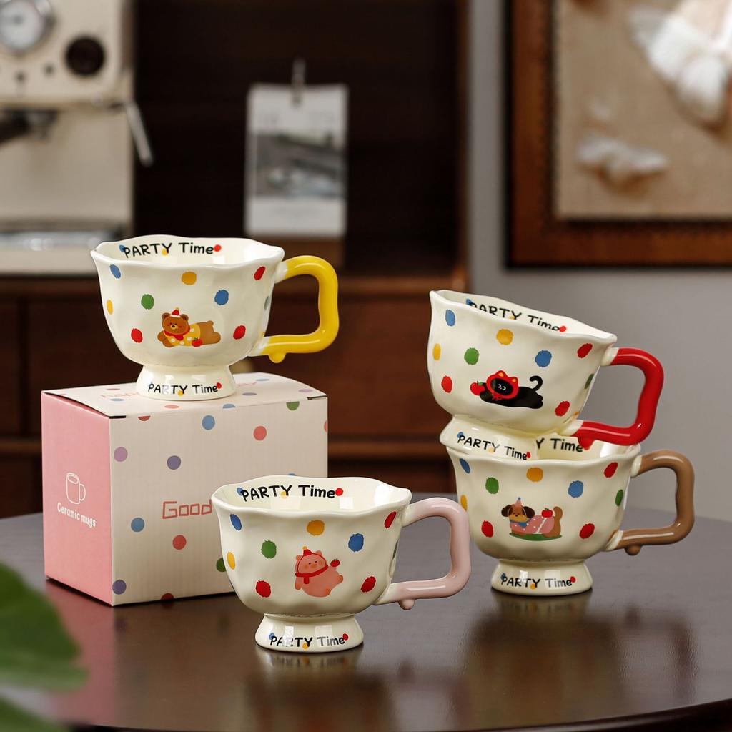 High-value mug, cute ceramic large-capacity cup with spoon, coffee milk breakfast cup, household drinking cup