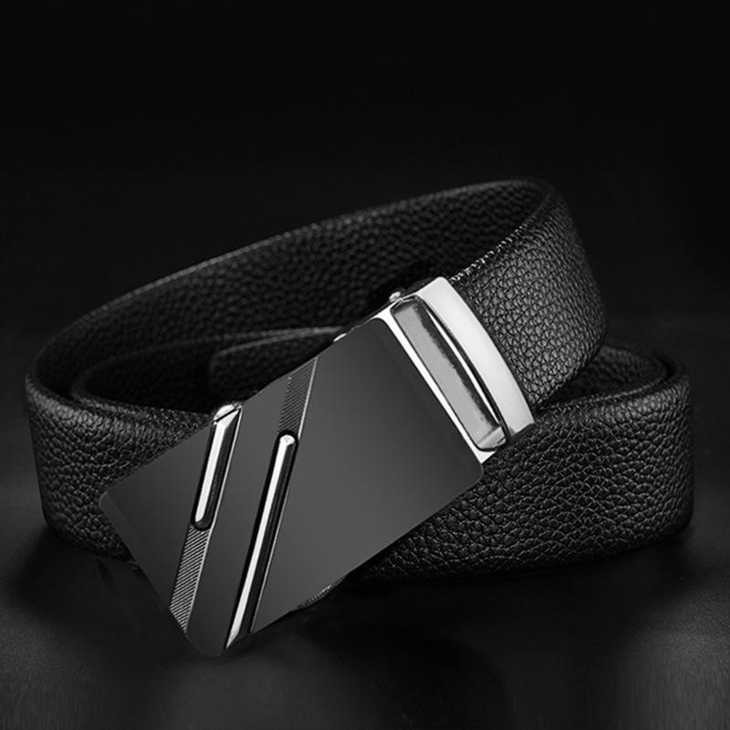 

Много ремней для мужских брюк из натуральной кожи с автоматической пряжкой для бизнеса, повседневные и универсальные, для среднего и молодого возраста, ремни из коровьей кожи для молодых людей 130cm