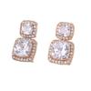 Light Luxury Square Stud Earrings with Micro-Inlaid Cubic Zirconia - High-End Design, Super Shiny, Elegant Ear Studs.