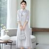 Cheongsam verbessertes Damen-Temperament im chinesischen Stil, Teeservice, Retro-Kleid