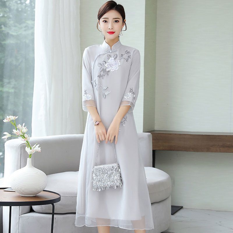 Cheongsam Improved Women's Temperament Chinese Style Tea Service Retro Dress