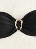 Solid Color Strapless Bandeau Sexy Split Bikini Swimsuit Women's Swimwear