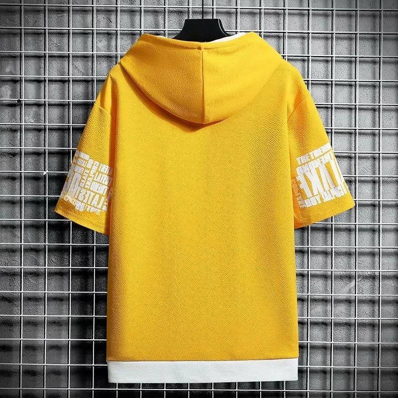 Felpe con cappuccio alla moda da uomo Estate Abbigliamento da uomo T-shirt Cerniera Cappuccio Cartone animato Stampa Casual con cappuccio Manica corta Uomo