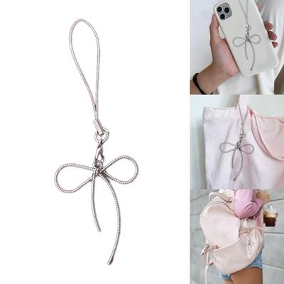 Chaîne de téléphone portable à nœud papillon en alliage, pendentif, porte-clés, lanière de téléphone portable, corde de suspension pour sac de femmes, bijoux