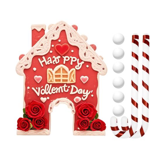 Set de jucării de golf Casă de turtă dulce Joc de putting de Ziua Îndrăgostiților cu crose și mingi cu tematică de inimă Cadou de golf festiv pentru cupluri Distracție în interior și exterior