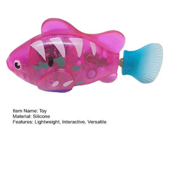 Electric Swimming Fish Toy with Realistic Motion & Sound Waterproof LED Light Fish Interactive Pool Toy for Pet Cat Play