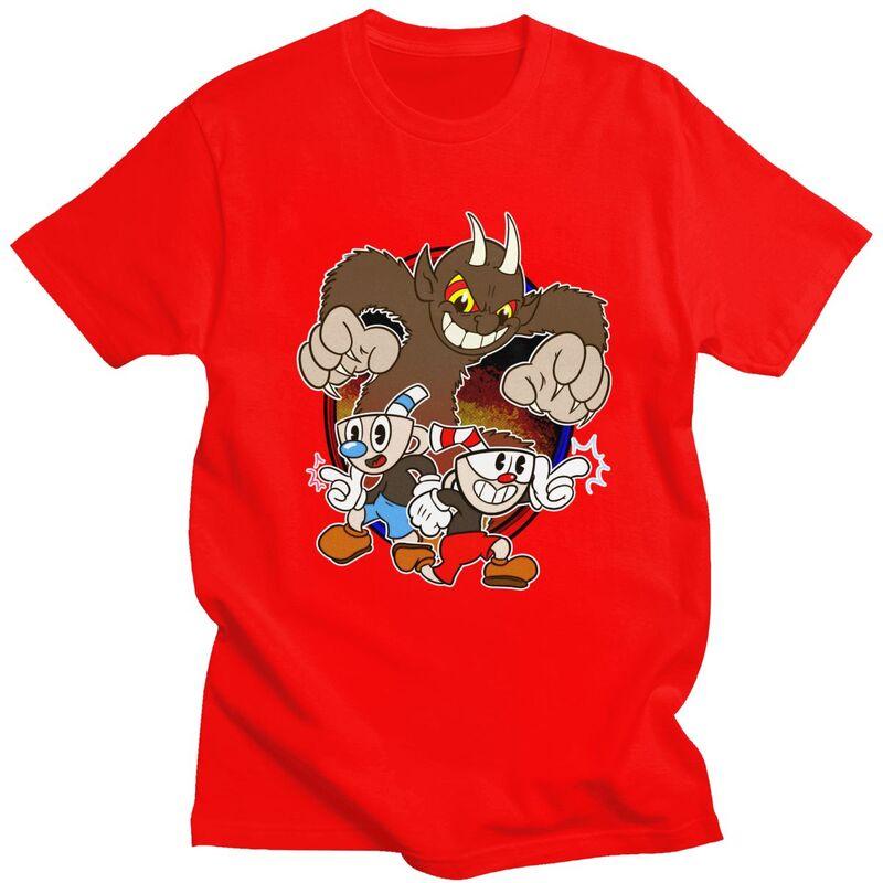 Custom Hot Game Cuphead T Shirts for Men 100 Cotton Tees Tshirts Tshirt
