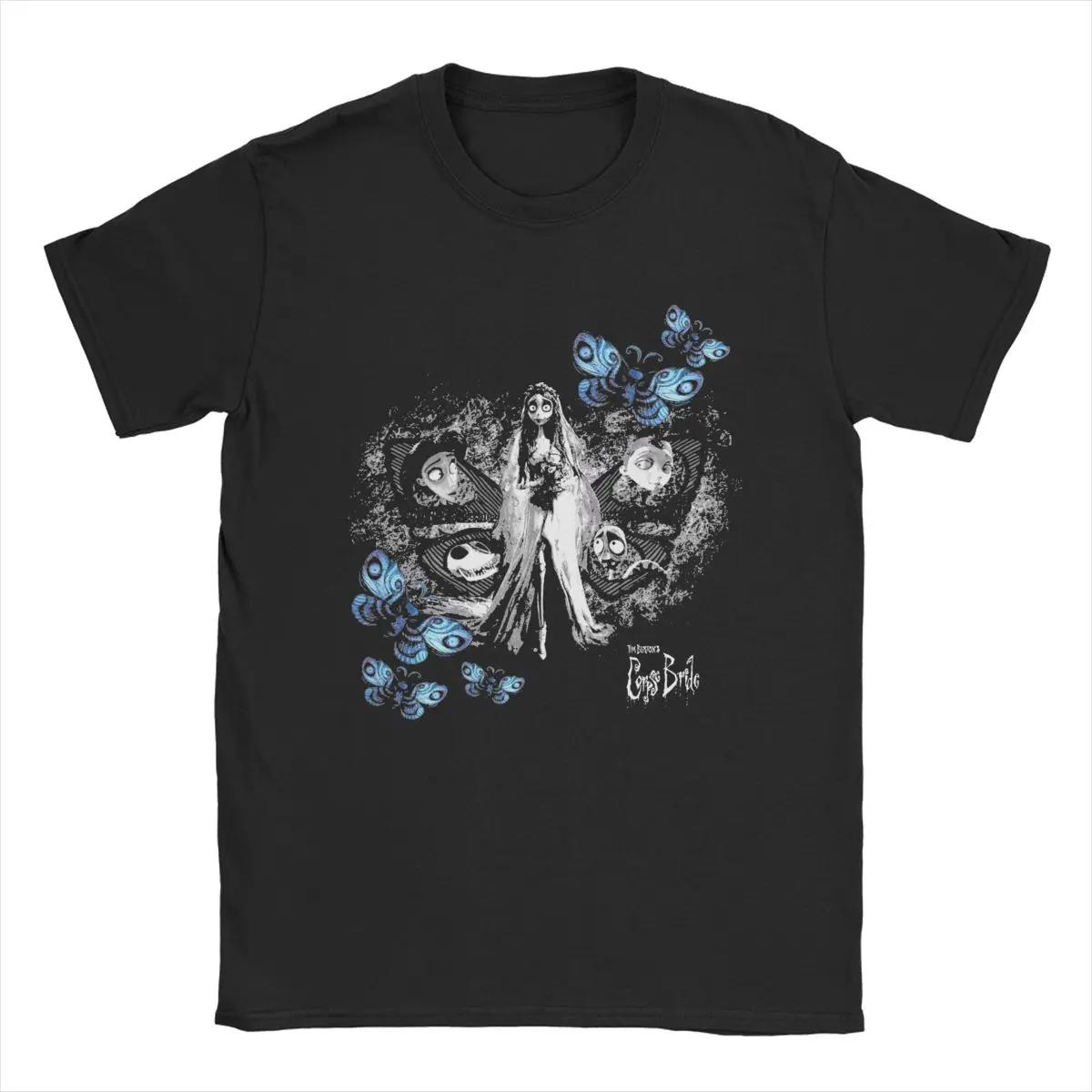 Corpse Bride Emily Butterflies Men s T Shirt Amazing Tee Shirt Short Sleeve O Neck T-Shirts Cotton Gift Idea Tops XL