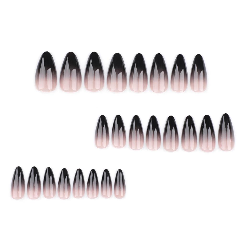 Black French Gradient Reusable Short Almond Halloween Nail Tips