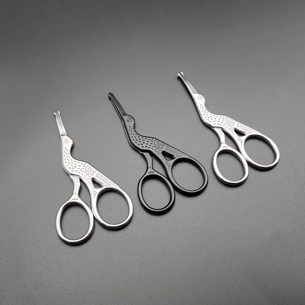 Ciseaux à poils de nez à tête ronde en acier inoxydable, ciseaux à sourcils, poils de nez, barbe, poils d'oreilles, ciseaux à sourcils en acier inoxydable, ciseaux à cheveux pour hommes et femmes