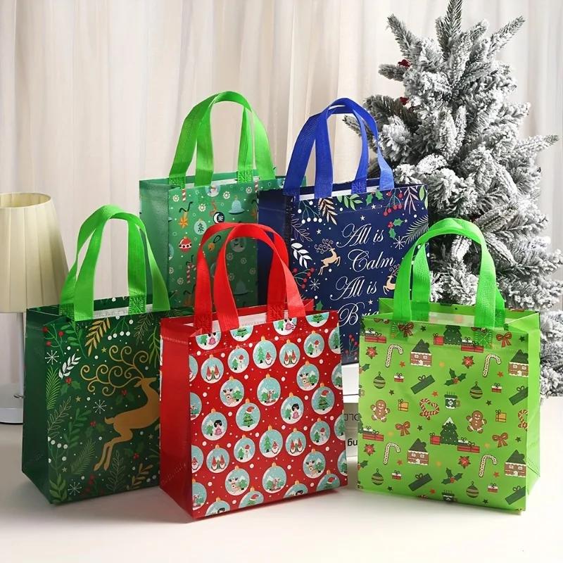 Christmas Fabric Makeup Clod Candy Bag Non-woven Packaging for New Year Party Folding Storage Bags for Gifts