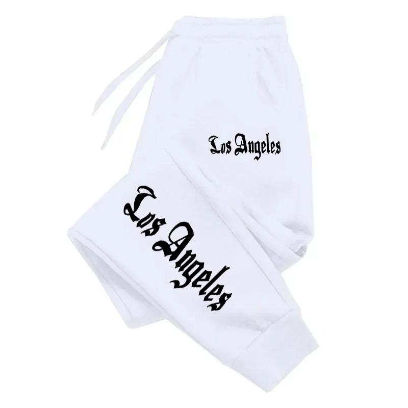 Herbst Damen Sweatpants Los Angeles City Buchstabenprints Hose Locker Lässige Jogginghose Warme Fleece Sportbekleidung Partnerkleidung