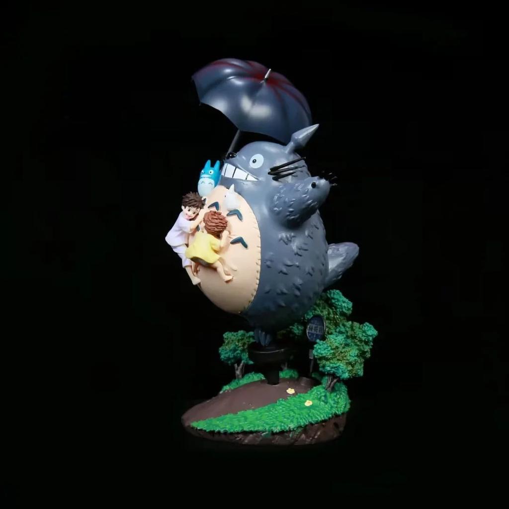 My Neighbor Totoro Figure 19cm Studio Ghibli Totoro Umbrella Scene Pvc Collectible Model Doll Toy