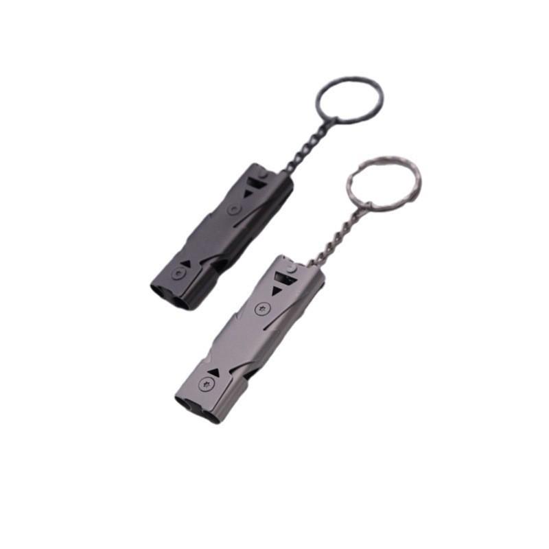 Outdoor Metal Double Tube High-Frequency Whistle, Dual Frequency Explosive Survival Whistle, Portable Emergency Warning Whistle