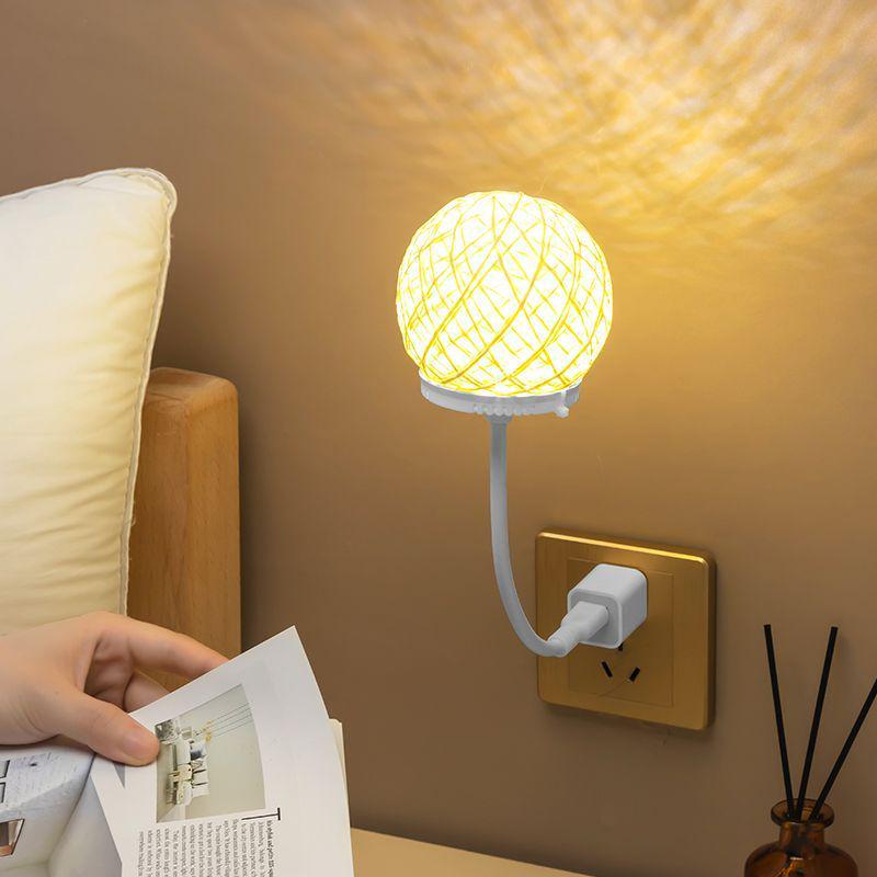 Remote Control Smart Voice-Activated Rattan Ball Night Light for Elderly, Children, Home, Dorms, and Students