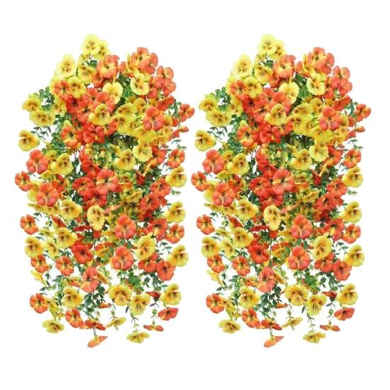 Yousheng 1/2Pcs Simulated Plants Easy to Care No Watering No Withering Bright Color Realistic Appearance Decorative Fake Plant Home Decor