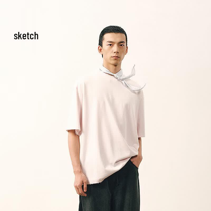 CROQUIS Men s Loose Fit Round Neck Long T-Shirt