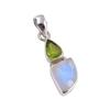 Natural Rainbow Moonstone,Peridot 925 Sterling Silver Jewelry Pendant 1.50" R5Q73