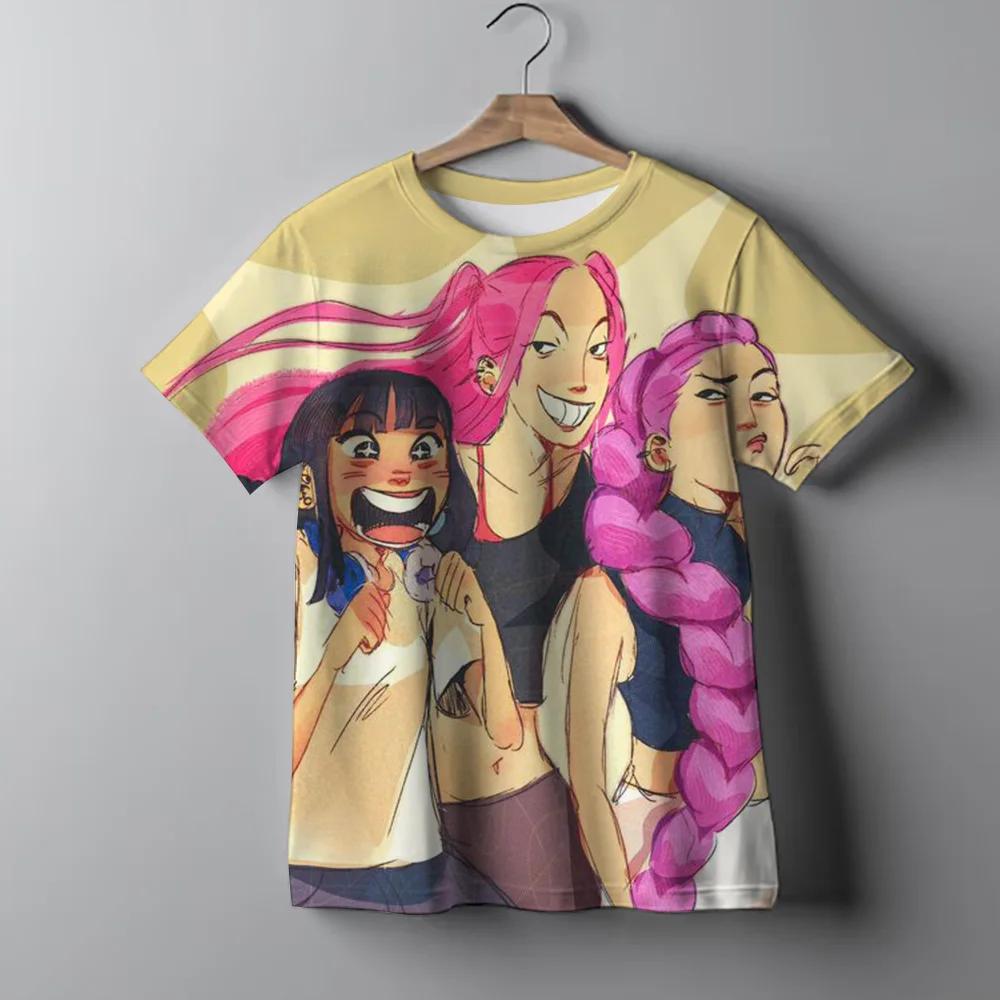 Kids T-shirt KPop Demon Hunters 2025 Movie Crew Neck Cartoon Girls Boys Tee Casual Baby Print Fashion Casual Girl Clothes