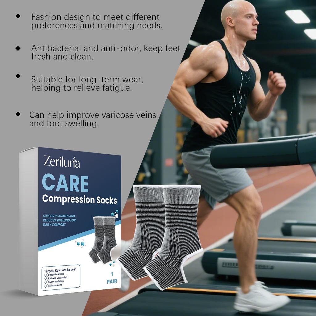 ZERILUNA 1 Pair Foot Care Compression Socks Breathable Ankle Support Promote Circulation Reduce Swelling Varicose Veins